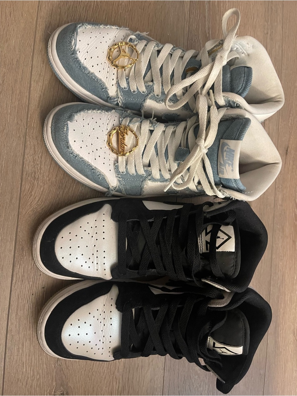 Nike Women’s High-Top Sneakers in White, Light Blue & Black